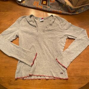 Tommy Hilfiger Heather Gray Eyelet Top